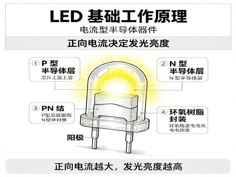 LED基础工作原理示意图
